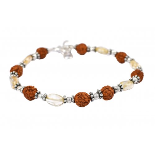 Rudraksha and Yellow Topaz oval Bracelet