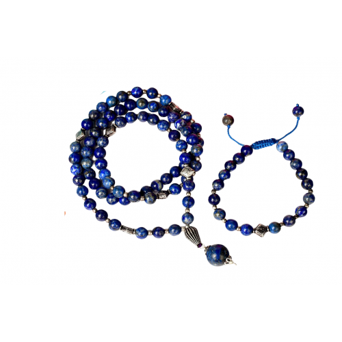 Lapis Lazuli Mala and Bracelet Set