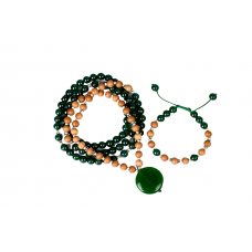 Green Onyx and Sandalwood Mala and Bracelet Set