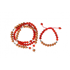 8 Mukhi Rudraksha and Red Carnelian Mala and Bracelet Set