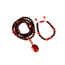 Red Sandalwood and Red Carnelian Mala and Bracelet Set