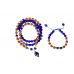 4 Mukhi Rudraksha and Blue Jade Faceted Mala and Bracelet Set