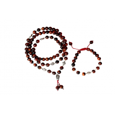 Red Tiger Eye Mala and Bracelet Set