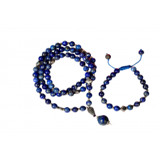 4 Mukhi Rudraksha and Lapis Lazuli Beads Mala