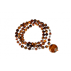 8 Mukhi Rudraksha and Tiger Eye Beads Mala