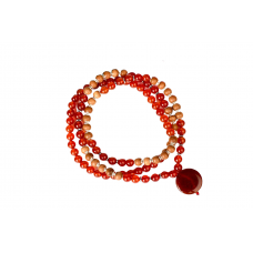 Red Carnelian and White Sandalwood Mala