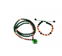 Green Onyx and Sandalwood Mala and Bracelet - set - i