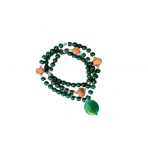 15 Mukhi Rudraksha and Green Onyx Mala