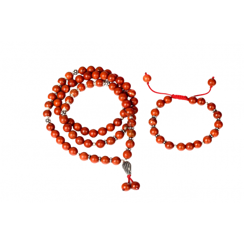 Red Jasper Mala and Bracelet Set