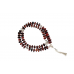 Red Tiger Eye Button Shape Silver Mala