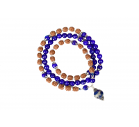 4 Mukhi Rudraksha and Faceted Blue Jade Mala