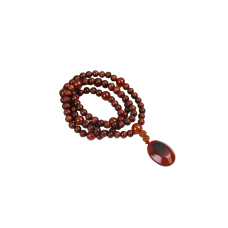 Red Sandal Rudraksha and Red Carnelian Beads Mala