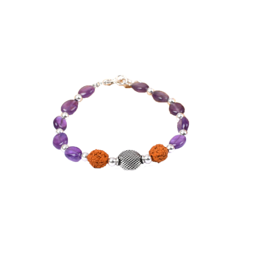 Amethyst and Rudraksha Bracelet