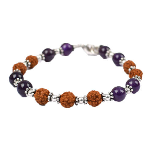 Rudraksha and Amethyst beads Bracelet - I