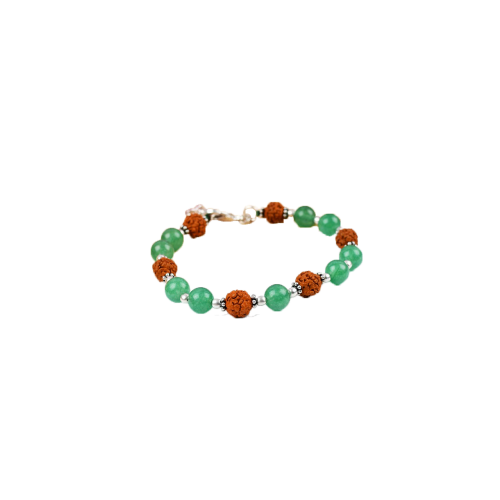 Rudraksha and Green Jade bracelet - Design I