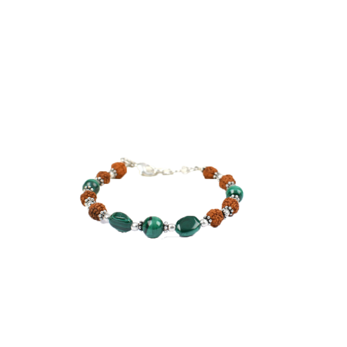 Rudraksha and Malachite Bracelet