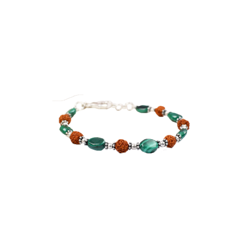 Rudraksha Malachite Bracelet - Design III