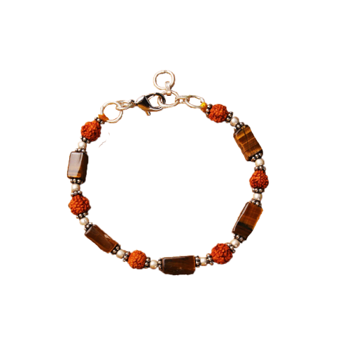 Rudraksha Tiger Eye Cylinder bead Bracelet