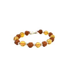 Rudraksha and Yellow Citrine Feceted Bracelet