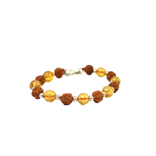 Rudraksha and Yellow Citrine Feceted Bracelet