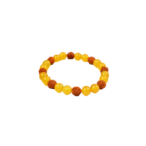 Yellow Jade and Rudraksha Bracelet