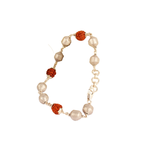 Rudraksha and Parad Bracelet in silver knot - 10 to 13mm