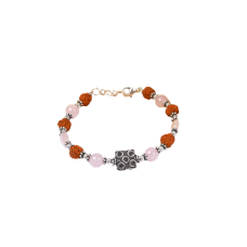 Rudraksha and Rose Quartz Bracelet