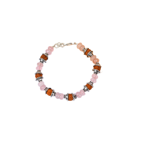 Rudraksha and Rose Quartz Bracelet - II