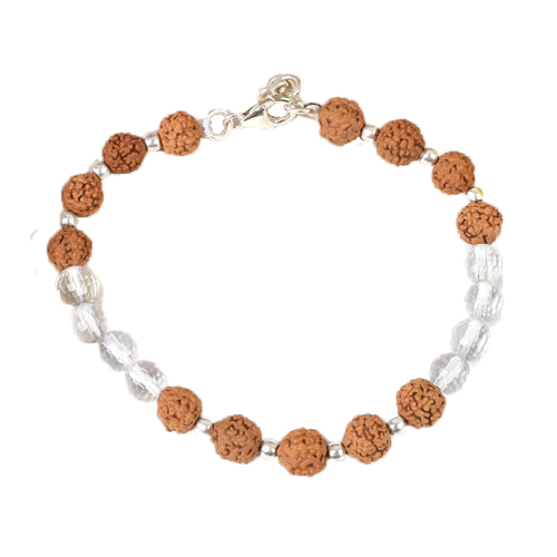 Rudraksha with faceted Crystal Bracelet