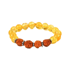 Yellow Citrine and Rudraksha Beads Bracelet