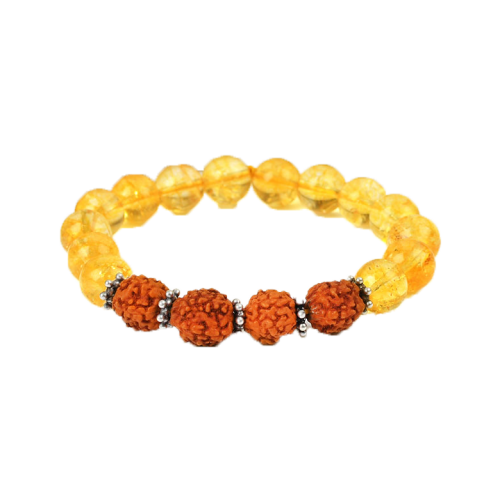 Yellow Citrine and Rudraksha Beads Bracelet