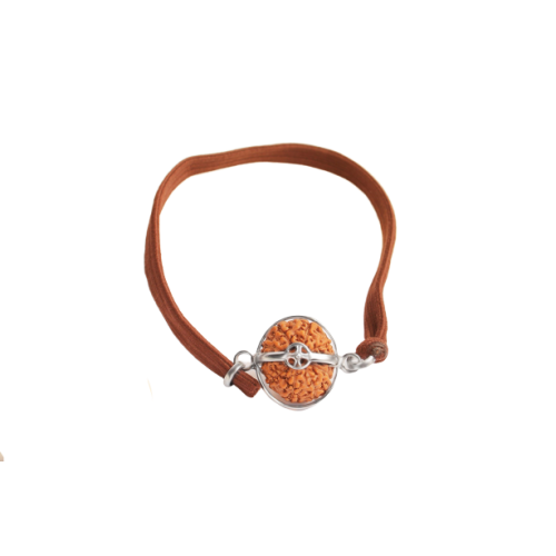 10 Mukhi Rudraksha Java Silver Capped Bracelet in Thread - 16mm 