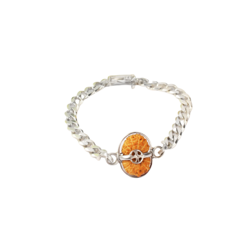 16 Mukhi Rudraksha Indonesia/Java  Silver Bracelet in Silver Chain Small 14mm-17mm