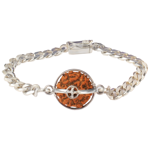 6 Mukhi Rudraksha Java Bracelet with Silver Chain - 10mm