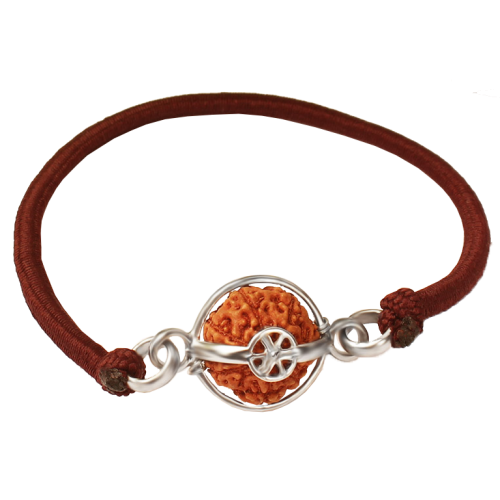 7 mukhi rudraksha Java in Silver Capped Bracelet Medium  - 12mm