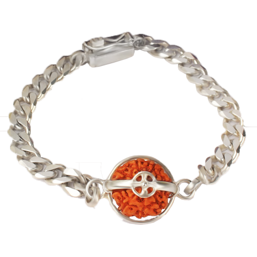 8 Mukhi Rudraksha Java Silver Bracelet in Silver Chain Large