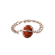 10 Mukhi Rudraksha Nepal Silver Chain Bracelet Medium 24mm - 25mm