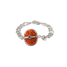 13 Mukhi Rudraksha Nepal  Silver Bracelet in Silver Chain Small 20mm-24mm