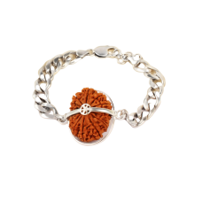 16 Mukhi Rudraksha Nepal  Silver Bracelet in Silver Chain Small 24mm