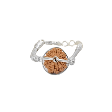 8 Mukhi Rudraksha Nepal Silver Bracelet in Snake Silver Chain Extra Large