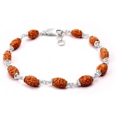 2 mukhi Moon bracelet from Java with silver caps - 8mm