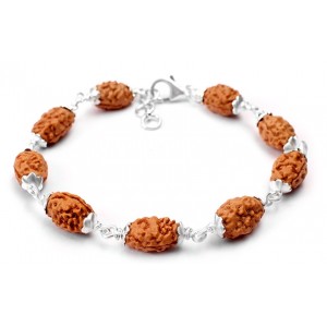 2 mukhi Moon bracelet from Java with silver caps - 14mm