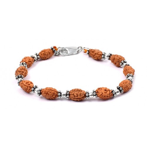 2 mukhi Moon bracelet from Java with silver balls and chakri - 10mm
