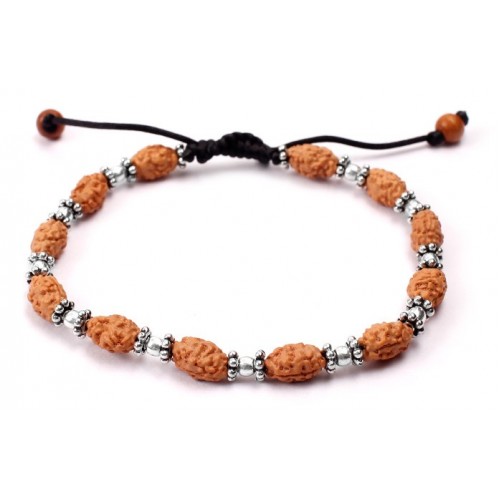 2 mukhi Moon bracelet from Java with silver balls and chakri - 8mm