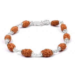 2 mukhi Moon bracelet from Java with silver caps - 10mm