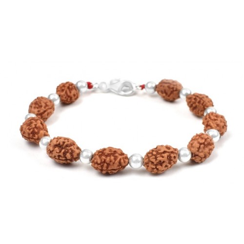 3 mukhi Agni bracelet from Java with silver balls - 14mm