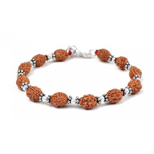 3 mukhi Mahajwala bracelet from Java with silver balls and chakri - 10mm