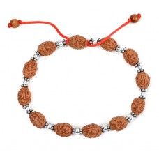 3 mukhi Mahajwala bracelet from Java with silver balls and chakri - 13mm