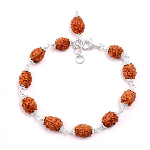 3 mukhi Mahajwala bracelet from Java with silver caps - 13mm