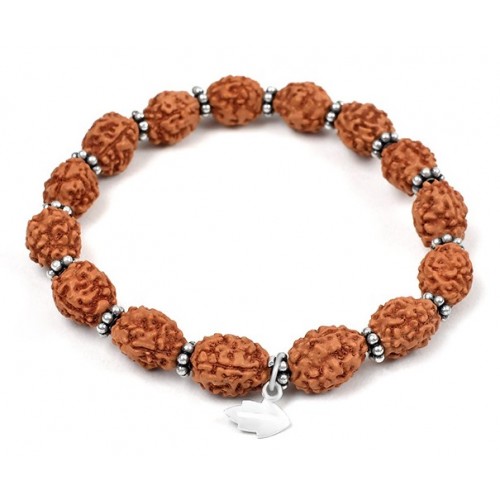 3 mukhi Mahajwala bracelet from Java with silver chakri - 14mm